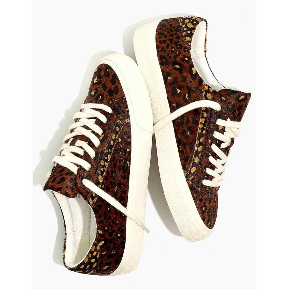 Madewell Sidewalk Low Top Sneakers Brown Animal Print Fur Size 5.5